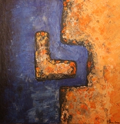Malerei, Kunst, Art, Acryl, Abstrakt, modern, blau, orange