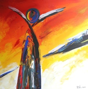 Malerei, Kunst, Art, Acryl, Abstrakt, modern, rot, gelb, blau
