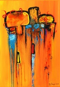 Malerei, Art, Kunst, Acryl, Abstrakt modern, orange, rot, türkis