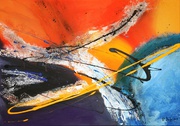Malerei, Kunst, Acryl, Abstrakt, Materialmix, Art, modern, rot, blau, gelb