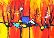 Malerei, Art, Kunst, Acryl, Expressiv. modern, Bild, abstrakt, gelb, blau, rot, türkis