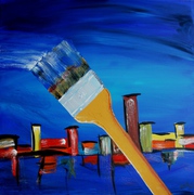 Malerei, Art, Kunst, Acryl, Expressiv. modern, Bild, abstrakt, blau, rot, ocker