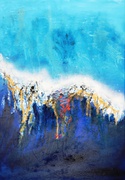 Malerei Art, Kunst, Acryl, Abstrakt, Materialmix, Blau, modern