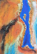 Malerei, Art, Kunst, Acryl, Expressiv, Modern, Bild, abstrakt, gelb, blau, gold