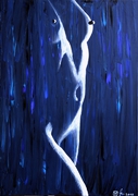 Akt, Acryl, Nude 7 2010, Kunst, Art, schwarz weiß, Frau