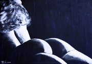 Akt, Acryl, Kunst, Art,  schwarz weiß, Frau