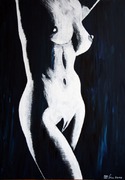 Akt, Acryl, Kunst, Art, Akt, Acryl, schwarz weiß, Frau