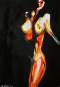 Golden Girl 2018, Kunst, Art, Acryl, Akt, Frau