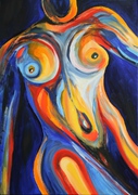Kunst, Art, Acryl, Akt, Expressionismus, Frau, Farbe