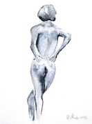 Ein süßer Rücken 2013, Akt, Aquarell, Kunst, Art, Frau
