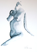 Hingabe 2011, Akt, Aquarell, Kunst, Art, Frau