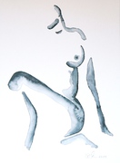 Sitzender Akt 2011, Akt, Aquarell, Kunst, Art