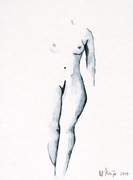 Akt,  Aquarell, Kunst, Art, Frau, schwarz-weiß