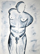 Glatt 2 2017, Akt, Aquarell, Kunst, Art, Mann