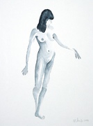 Akt,  Aquarell, Kunst, Art, Frau, schwarz-weiß