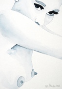 Akt,  Aquarell, Kunst, Art, Frau, schwarz-weiß