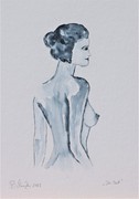 Akt,  Aquarell, Kunst, Art, Frau, schwarz-weiß