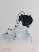 Akt,  Aquarell, Kunst, Art, Frau, schwarz-weiß