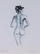 Akt,  Aquarell, Kunst, Art, Frau, schwarz-weiß