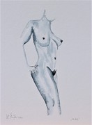 Akt,  Aquarell, Kunst, Art, Frau, schwarz-weiß