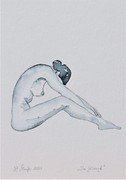 Akt,  Aquarell, Kunst, Art, Frau, schwarz-weiß