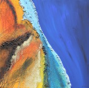 Malerei, Art, Kunst, Acryl, Expressiv, Modern, Bild, abstrakt, gelb, blau, gold