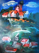 Malerei, Art, Kunst, Acryl, Expressiv. modern, Bild, abstrakt, rot, blau