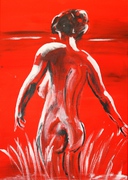 Bad im Abendlicht 2013, Kunst, Art, Akt, Acryl, Frau