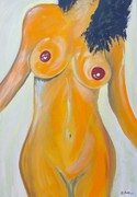 Kunst, Art, Acryl, Akt, Malerei, Frau, Farbe