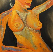 Kunst, Art, Acryl, Akt, Expressionismus, Frau, Farbe
