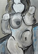 Kunst, Art, Acryl, Akt, Expressionismus, Frau, Farbe